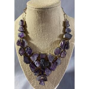 Amethyst Necklace Handmade Raw Stones  132 grams